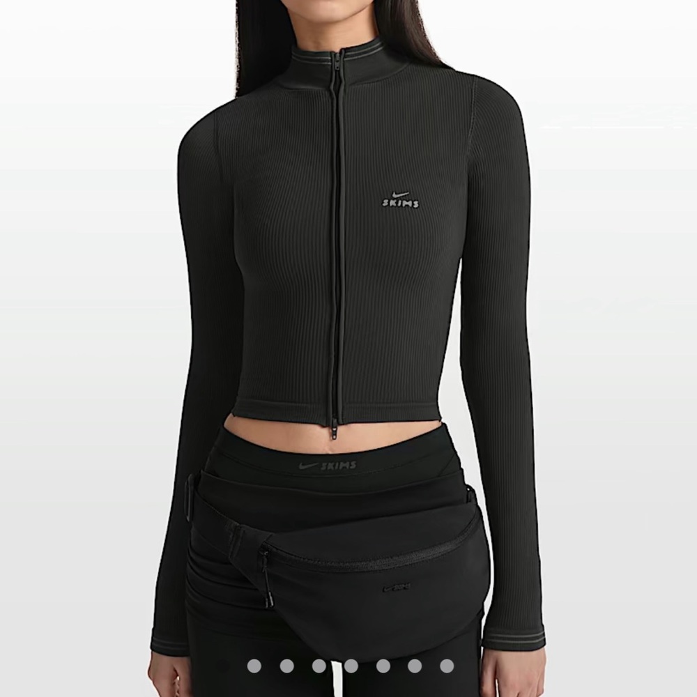SKIMS ribbed seamless crop zip up